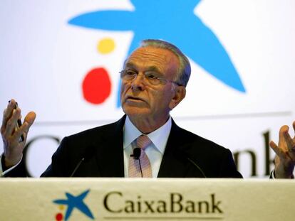 Isidro Fain&eacute;, presidente de CaixaBank en la presentaci&oacute;n de resultados de 2015.