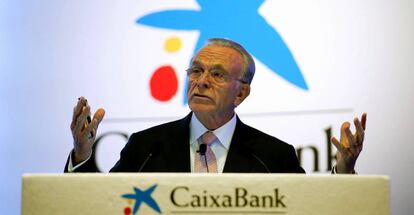 Isidro Fainé, presidente de CaixaBank en la presentación de resultados de 2015.