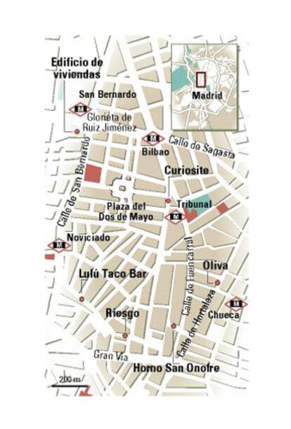 Plano del barrio de Malasaña (Madrid).