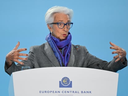 La presidenta del BCE, Christine Lagarde, durante una rueda de prensa el pasado diciembre.