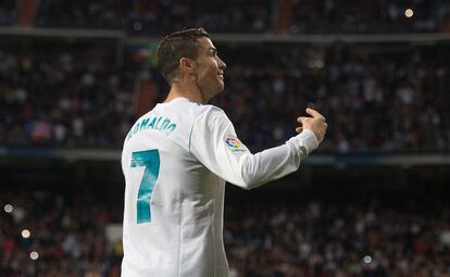 Cristiano Ronaldo tras su gol al Málaga.