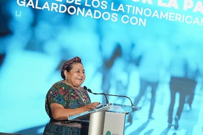 Rigoberta Menchú en un evento organizado por CAF este 19 de septiembre en Nueva York.