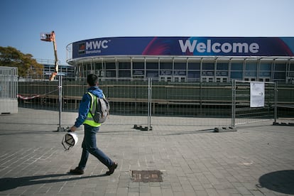 Recinto de la Fira de Barcelona tras el anuncio de cancelación del Mobile World Congress (MWC).