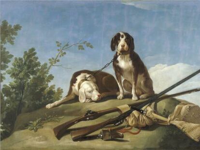'Perros en trailla', de Goya, una de las obras de la muestra del Prado.