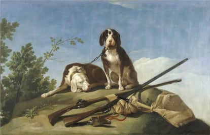 'Perros en trailla', de Goya, una de las obras de la muestra del Prado.