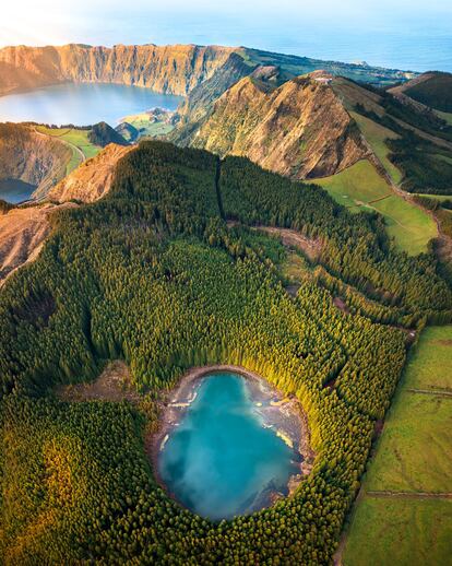 Vista de Lagoa do Canario, en la isla de San Miguel (Azores).