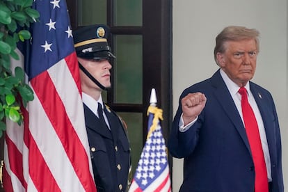 El presidente de Estados Unidos, Donald Trump, en la Casa Blanca, en medio de las negociaciones para poner fin a la guerra rusa en Ucrania, en Washington D. C., Estados Unidos, el 18 de agosto.