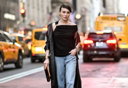 Mary Leest, con top de DKNY en Nueva York.