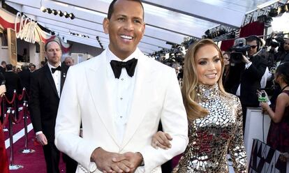 Alex Rodriguez y Jennifer Lopez, en la alfombra roja de los Oscar