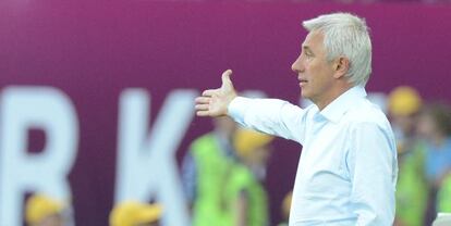 Bert van Marwijk, durante el duelo ante Dinamarca.