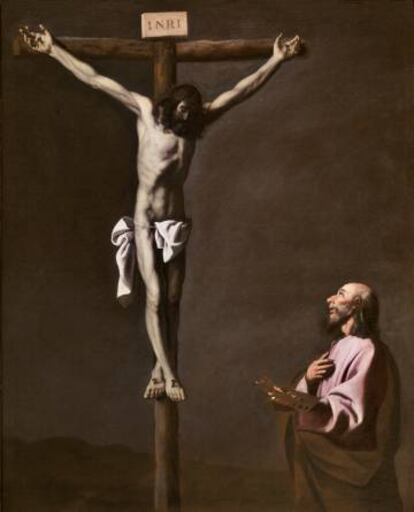 Cristo crucificado contemplado por un pintor (1650). Francisco de Zurbarán
