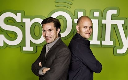 Os fundadores de Spotify, Martin Lorentzon e Daniel Ek.