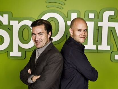 Os fundadores de Spotify, Martin Lorentzon e Daniel Ek.