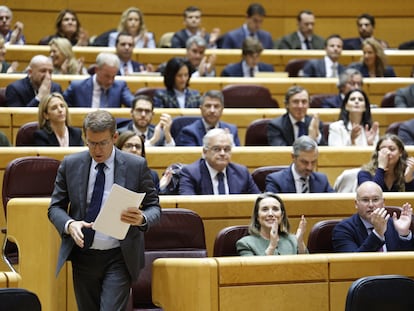 Alberto Núñez Feijóo, durante el debate de la reforma para eliminar el término “disminuidos” de la Constitución, este martes en el Senado.