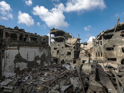 Buildings destroyed by an Israeli bombardment in Gaza City, October 16, 2023.