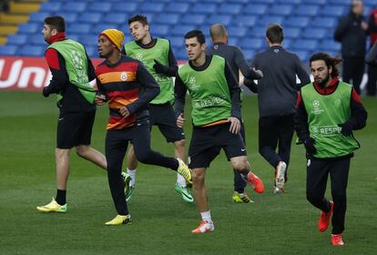 Los jugadores del Galatasaray durante la sesión de entrenamiento.