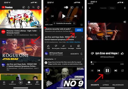 Pasa de YouTube a YouTube Music con apenas dos clics.