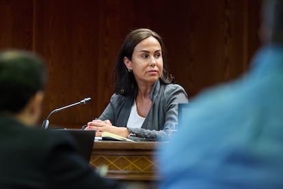 Isabel Pardo de Vera, expresidenta de Adif, en la comisión de investigación del 'caso Koldo' en el Senado, el 29 de mayo.