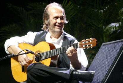 Paco de Lucía en una actuación en el Festival del Cante de las Minas, en Murcia.