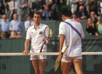 Lendl y Chang, en la central de Roland Garros, el 11 de junio de 1989.