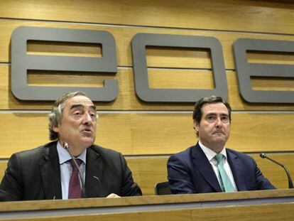 Los presidente de CEOE y Cepyme, Juan Rosell y Antonio Garamendi