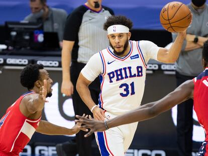 Seth Curry, en un partido entre los Sixers y los Wizards.