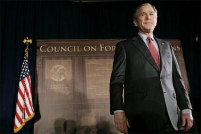 Bush, durante su discurso de esta tarde.