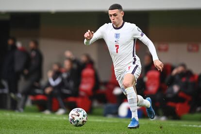 Foden durante un partido de la selección inglesa.