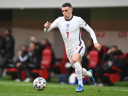 Foden durante un partido de la selección inglesa.