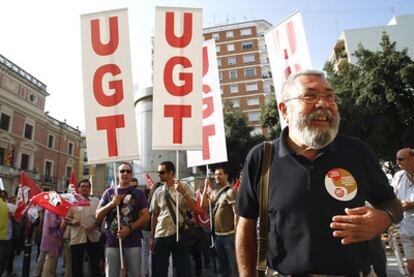 Cándido Méndez en una concentración de delegados de UGT, ayer en Castellón.