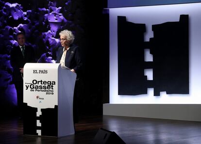 La directora de EL PAÍS, Soledad Gallego-Díaz, durante el discurso de bienvenida.