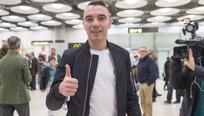 Iago Aspas a su llegada a Madrid.