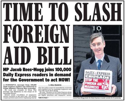 Campaña del diario británico Daily Express contra la ayuda al desarrollo.