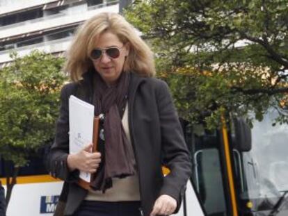 Princess Cristina arrives at La Caixa headquarters in Barcelona, April 2013.