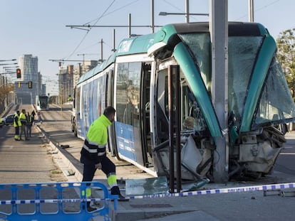 El comboi accidentat del TramBesòs.