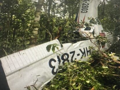 Fotografía de la avioneta luego del accidente de julio de 2021.