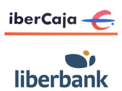 Logotipos de Liberbank, Ibercaja y el grupo Caja 3.