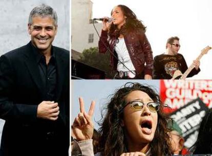 George Clooney. Arriba, la cantante Alicia Keys, y Sandra Oh, actriz de<i> Anatomía de Grey</i>.