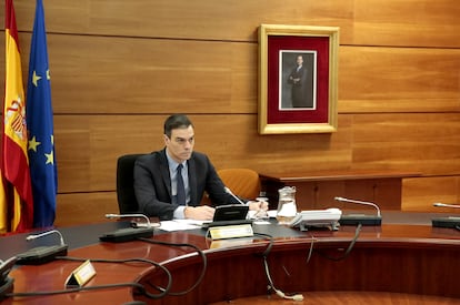 Pedro Sánchez, en La Moncloa, este 29 de marzo.