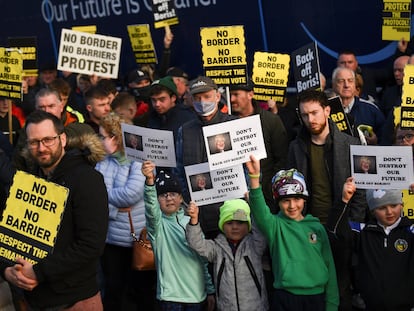 Protesta contra el Brexit en Carrickarnon, Irlanda, el 20 de noviembre.