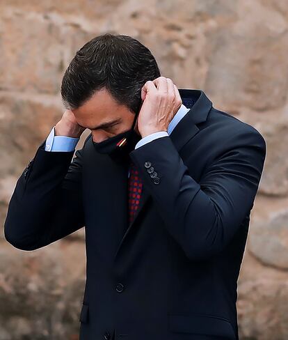 Pedro Sánchez al inicio de la Conferencia de Presidentes el viernes en San Millán de la Cogolla.