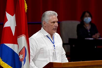 El presidente cubano, Miguel Díaz-Canel, en el VIII Congreso del PCC.