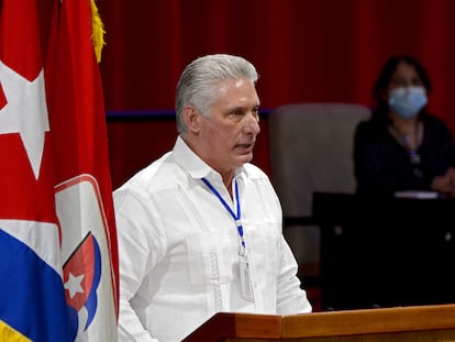 El presidente cubano, Miguel Díaz-Canel, en el VIII Congreso del PCC.