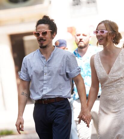 Andrés y Victoria el día de su boda en Málaga.