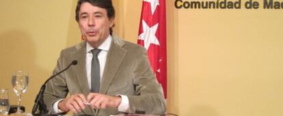 Ignacio González, durante la rueda de prensa.