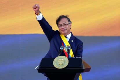 Gustavo Petro durante la ceremonia de juramentación como presidente de Colombia