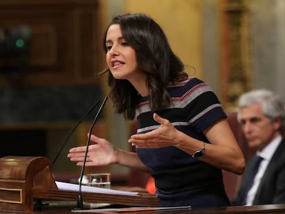 Inés Arrimadas, durante el pleno extraordinario en el Congreso para tratar la gestión del 'Open Arms'.