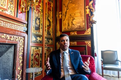 El presidente de Paraguay, Santiago Peña, en Casa América, en Madrid el jueves.