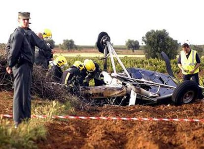 Estado en el que quedó la avioneta siniestrada cerca del aeródromo de Lillo, Toledo.