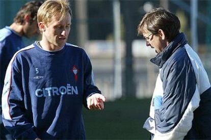 Giovanella, durante un entrenamiento con el Celta.